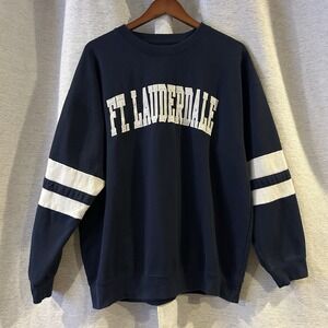 New York Popular Ft. Lauderdale Sweatshirt Black Retro Preppy‎ Academia Size XL